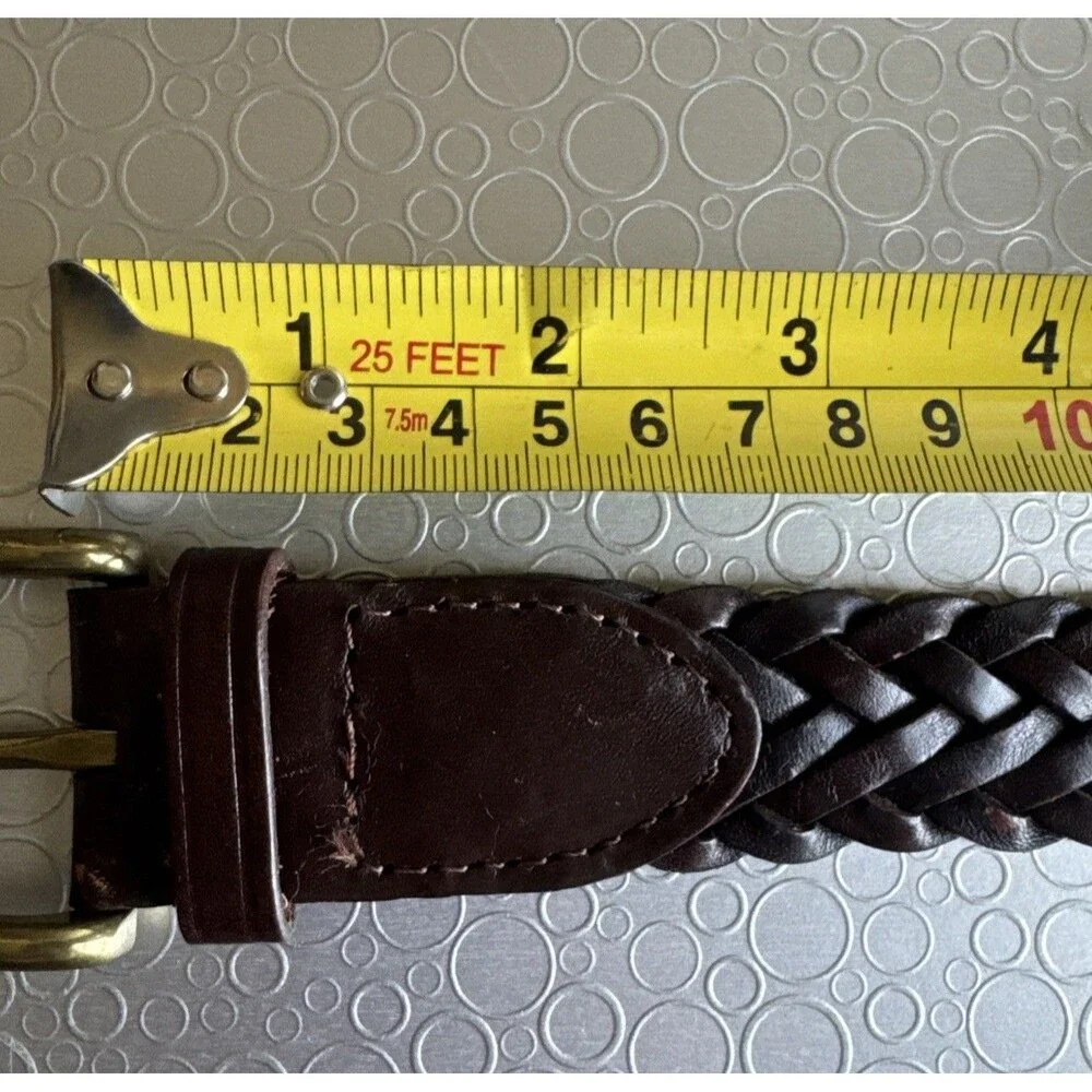 Handcrafted Dark Brown Braided Leather Belt Mens 38 Woven Classic Casual Work